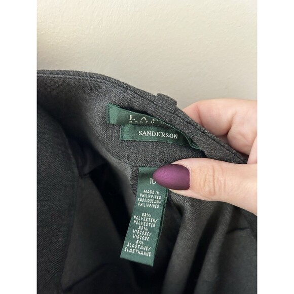 Lauren Ralph Lauren Sanderson Dress Pants Womens 10 Dark Gray Wide Viscose Work - Picture 2 of 4
